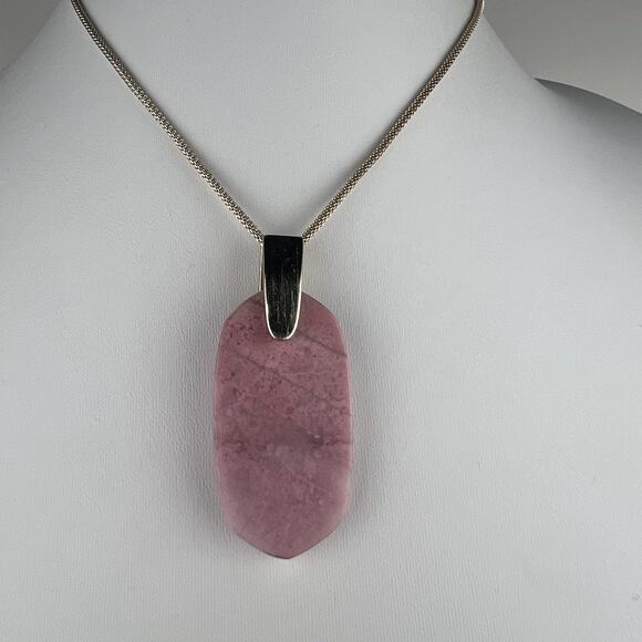 Kendra Scott Inez Long Adjustable Necklace 30" Pink Rhodonite Pendant - Picture 1 of 8